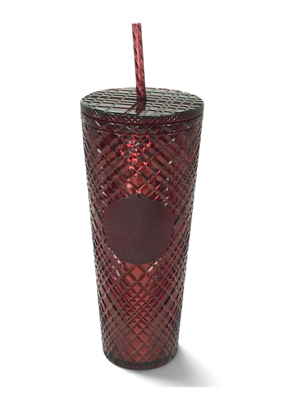 Starbucks Winter Holiday Red Jeweled Tumbler 24oz Cold Cup 2021 Spiral Straw